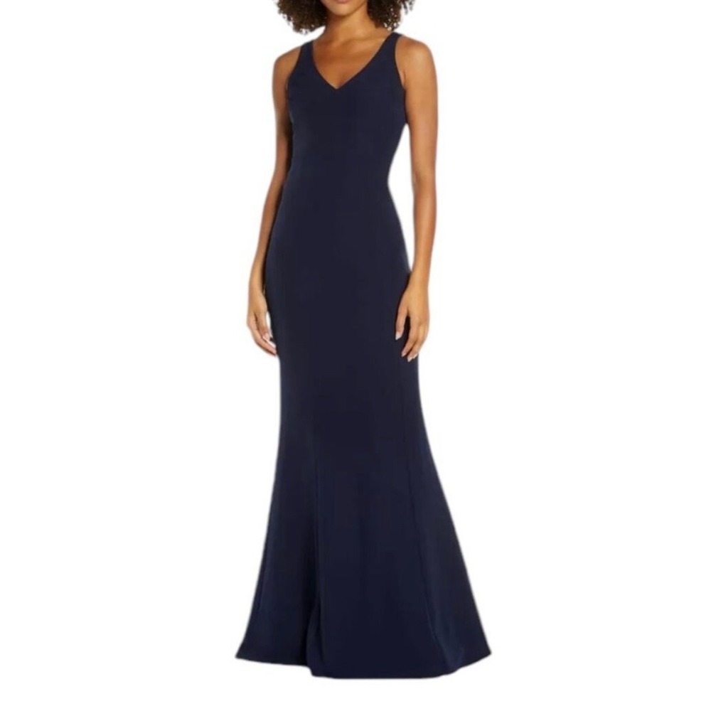 NWT Show Me Your Mumu Morgan Gown Rich Navy‎ Stretch Crepe Large Bridesmaid